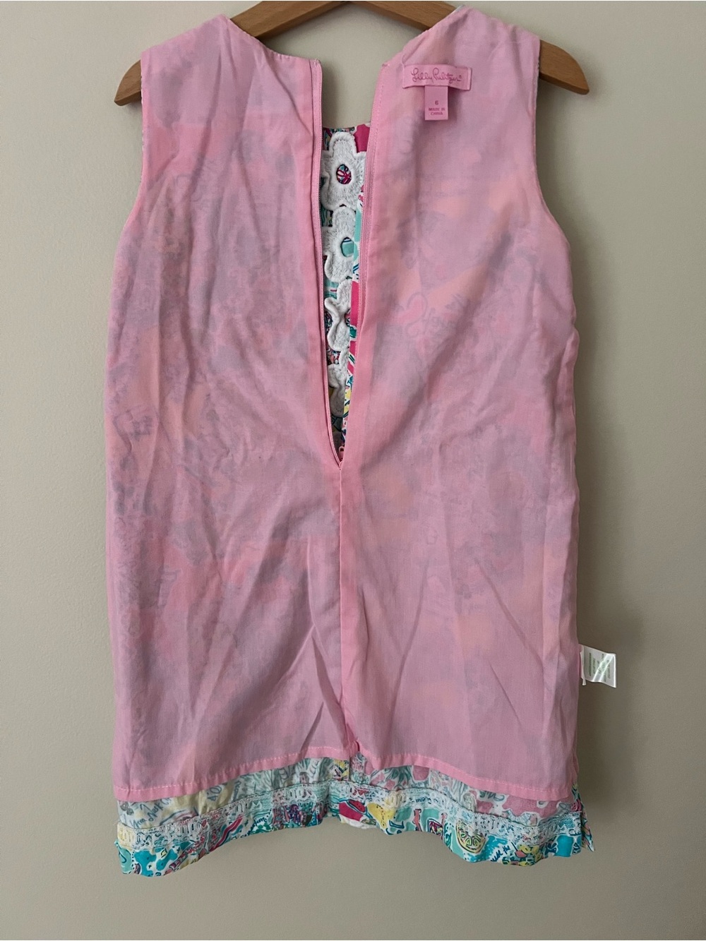 Lilly Pulitzer | Girls' Tropical Print Shift Dress Turquoise Pink Yellow Sz 6 - Picture 10 of 12